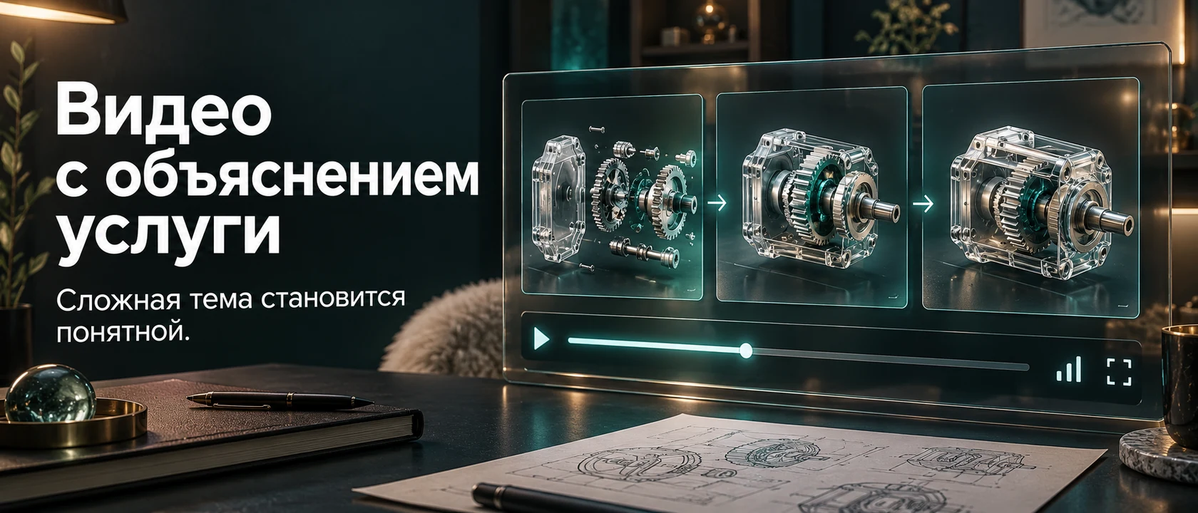 Иллюстрация услуги «Видео с объяснением услуги». Сложная тема становится понятной.