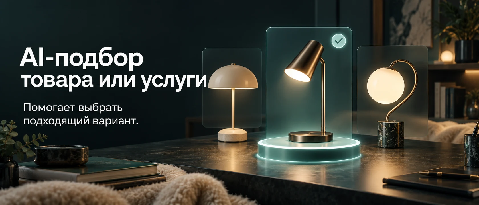 Иллюстрация услуги «AI-подбор товара или услуги». Помогает выбрать подходящий вариант.