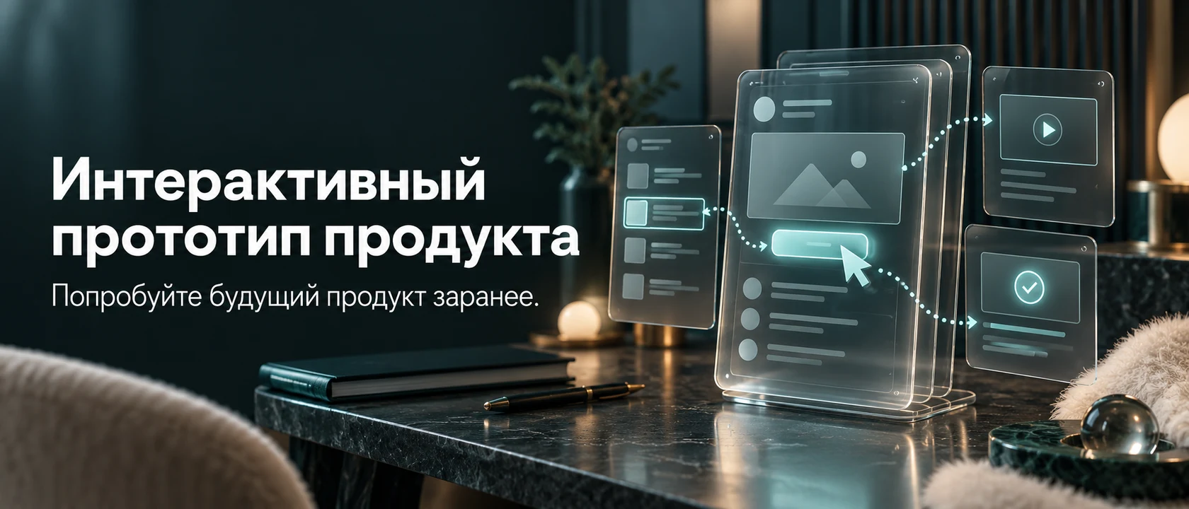 Иллюстрация услуги «Интерактивный прототип продукта». Попробуйте будущий продукт заранее.